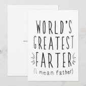 Carte de Fête des pères amusante, cadeau d'anniver (Devant / Derrière)
