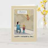 Carte de Fête des pères amusante : Singe autour (Fleur jaune)