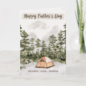 Carte de fête des pères aquarelle camping dans la  (Devant)