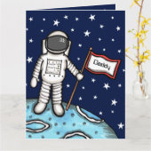 Carte de Fête des Pères Astronaute Spaceman Person (Fleur jaune)