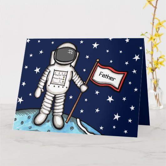 Carte de Fête des Pères Astronaute Spaceman Person (Fleur jaune)