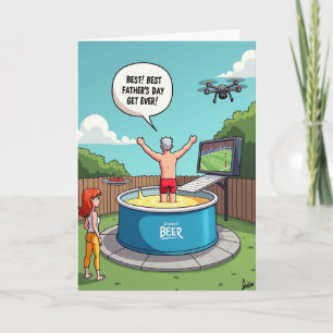 Carte de fête des pères au bord de la piscine par