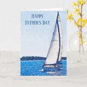 Carte de fête des pères avec bateau à voile aquare (Fleur jaune)