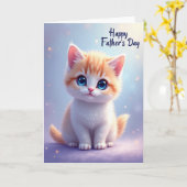 Carte de Fête des Pères avec chaton rayé (Fleur jaune)