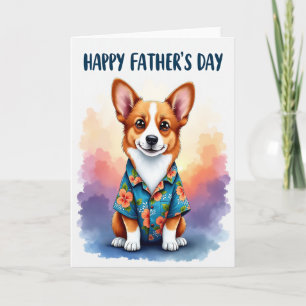 Carte de Fête des Pères avec chien floral