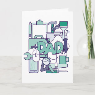Carte de fête des pères avec collage de papa avec