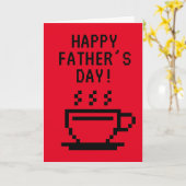 Carte de fête des pères avec tasse à café en pixel (Fleur jaune)