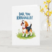 Carte de Fête des Pères avec un chiot joyeux (Fleur jaune)