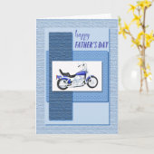 Carte de fête des pères avec une moto (Fleur jaune)