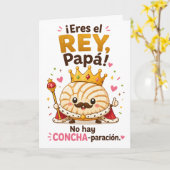 Carte de fête des pères bilingue drôle Rey Concha (Fleur jaune)