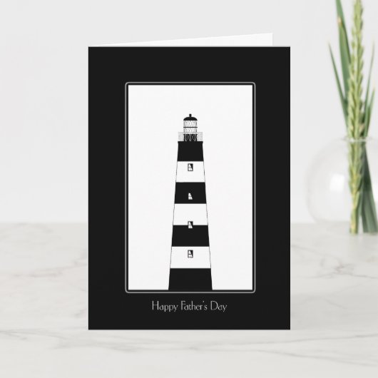Carte de Fête des pères Black and White LIghthouse (Devant)