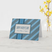 Carte de Fête des pères Bleu Stripes (Fleur jaune)