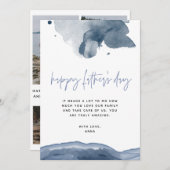 Carte de Fête des pères bleue pour le mari photo d (Devant / Derrière)