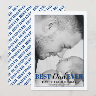 Carte de Fête des pères Blue Best Papa Jamais typo