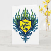 Carte de fête des pères bouclier vif (Fleur jaune)