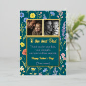 Carte de fête des pères chic avec fleurs et photos (Debout devant)