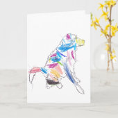 Carte de Fête des Pères Chien Arc-en-ciel Joyeux ! (Fleur jaune)