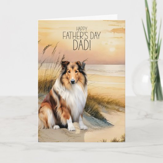 Carte de fête des pères Collie à poil long Coucher (Devant)