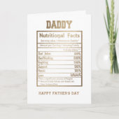 Carte de Fête des pères Daddy Nutritional Facts (Devant)