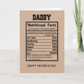 Carte de Fête des pères Daddy Nutritional Facts (Devant)