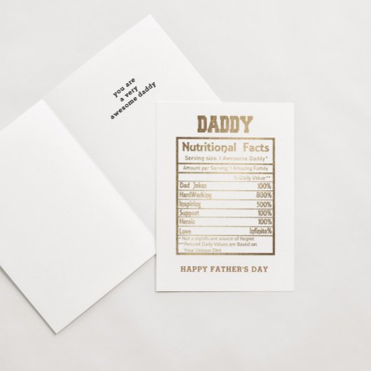 Carte de Fête des pères Daddy Nutritional Facts