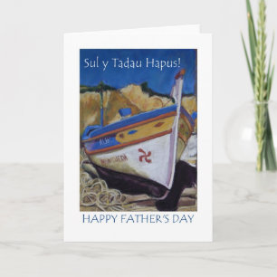 Carte de Fête des pères de bateau de pêche : Salut