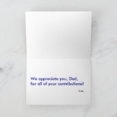 Carte de Fête des pères de contribution de papa (Intérieur)
