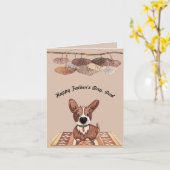 Carte de fête des pères de Corgi Dog (Fleur jaune)