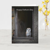 Carte de fête des pères de hibou de grange (Fleur jaune)