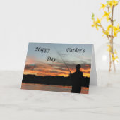 Carte de Fête des pères de pêche au coucher du sol (Fleur jaune)