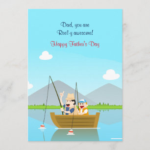 Carte de Fête des pères de pêche père et fils