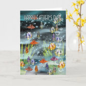 Carte de Fête des pères de poisson - Carte de pois (Fleur jaune)