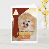 Carte de fête des pères de Pomeranian (Fleur jaune)