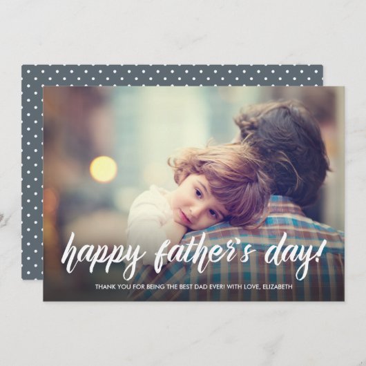 Carte de Fête des pères de script de brosse (Devant / Derrière)