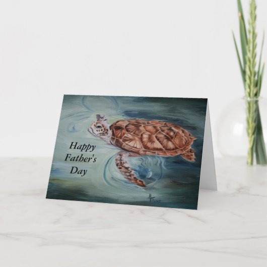 Carte de fête des pères de tortue de mer verte (Devant)