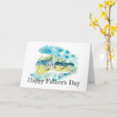 Carte de Fête des pères de truite arc-en-ciel aqua (Fleur jaune)