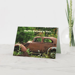 Carte de Fête des pères de voiture antique