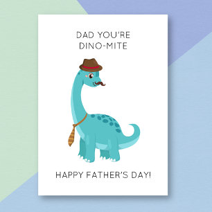 Carte de Fête des pères Dinosaur amusante