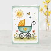 Carte de fête des pères douce avec un wagon sarcel (Fleur jaune)