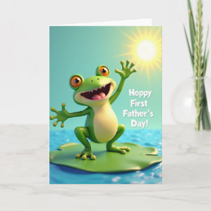 Carte de Fête des Pères Douce Grenouille qui fait