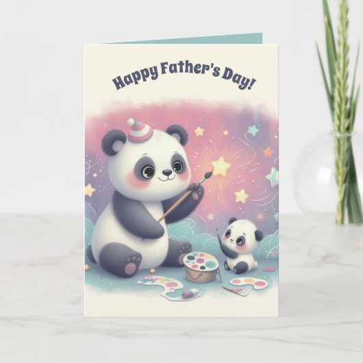 Carte de fête des pères éditables avec ours panda  (Devant)