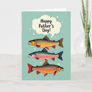 Carte de fête des pères empilés de poissons doux