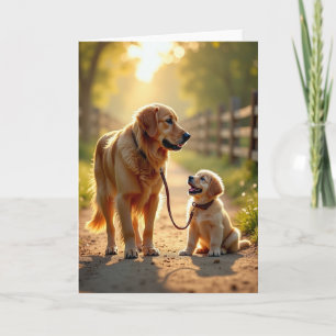 Carte de Fête des Pères ensoleillée avec chiots