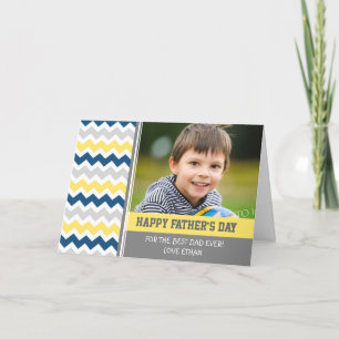 Carte de Fête des pères Jaune Bleu