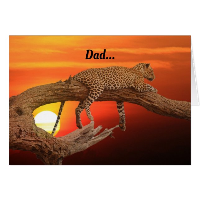 Carte de Fête des pères Leopard de repos (Devant horizontal)