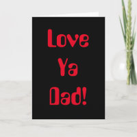 Carte de fête des pères Love Ya Dad Rouge Noir 70s