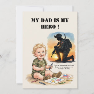 Carte de fête des pères militaire Mon papa héros