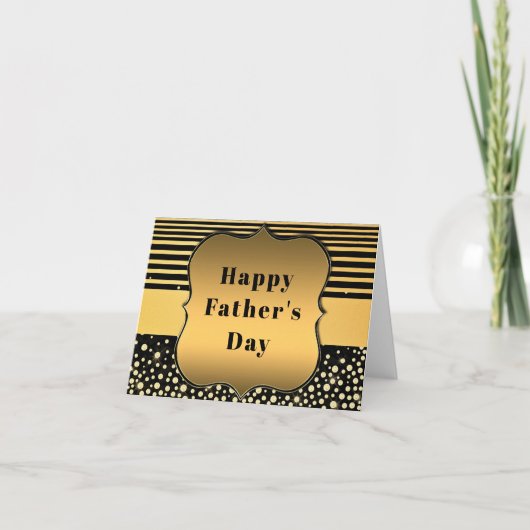 Carte de Fête des pères noire et or (Devant)