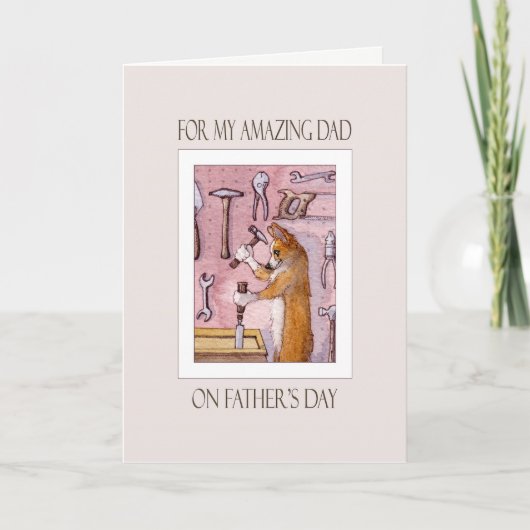 Carte de fête des pères, papa, chien de corgi dans (Devant)