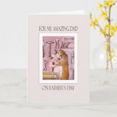 Carte de fête des pères, papa, chien de corgi dans (Fleur jaune)